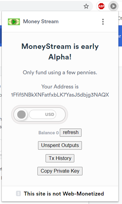 The wallet funding screen